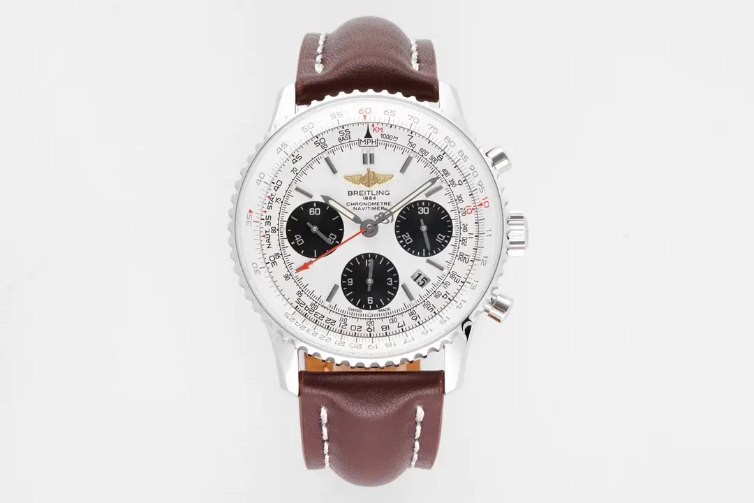 KOR Factory RWF Navitimer B01 Panda Dial Brown Leather –  Super Clone Watch Breathable 2404