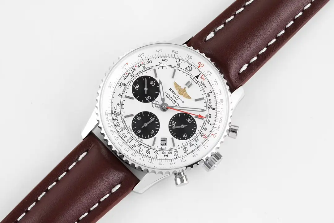 KOR Factory RWF Navitimer B01 Panda Dial Brown Leather –  Super Clone Watch Breathable 2404