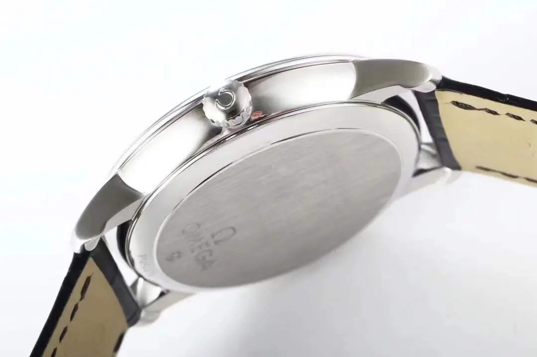 WrinkleFree Omega De Ville Blue Dial Leather Watch 461