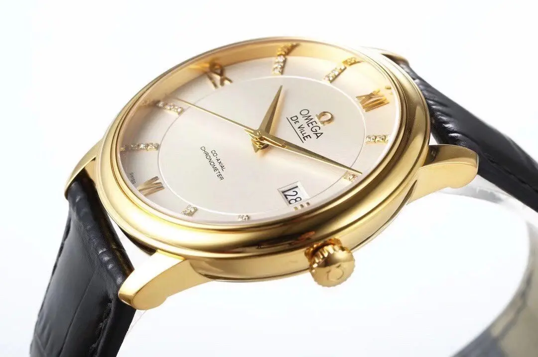 Durable Omega De Ville Gold Watch Black Strap 470