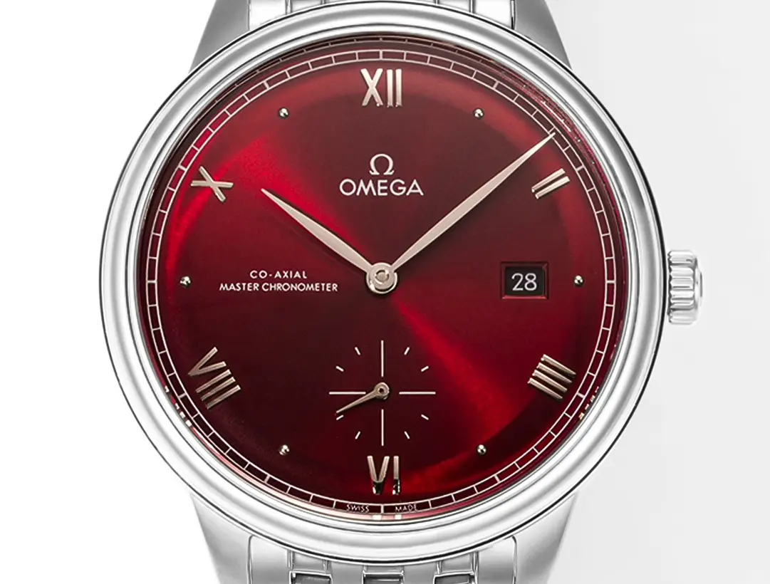 Omega De Ville Prestige Red Dial Steel Watch Sleek 462