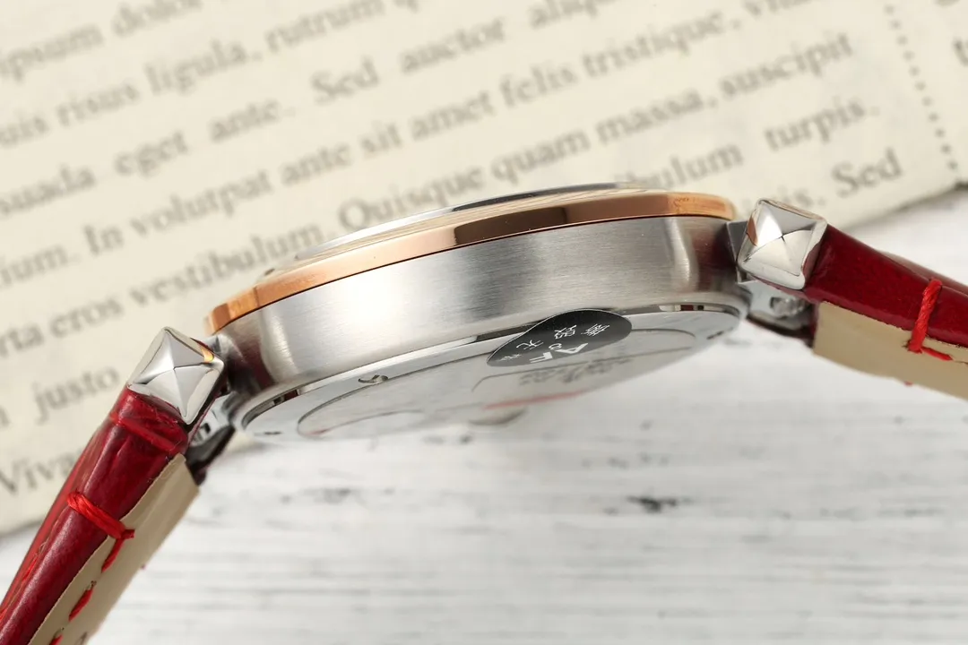 SoftTouch Cartier Pasha de Cartier Rose Gold Automatic Watch with Red Leather Strap and White Dial 2819
