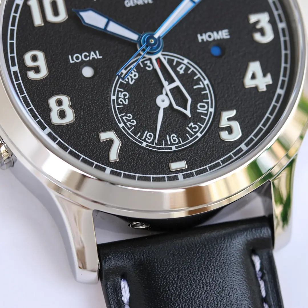 Patek Philippe Calatrava Pilot Travel Time Black Dial Super Clone Replica Watch FlexibleFit 3413