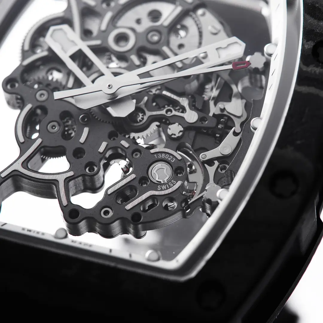 Compact EUR Factory Richard Mille RM055 Carbon Fiber Black Rubber Super Clone Luxury Watch 3791