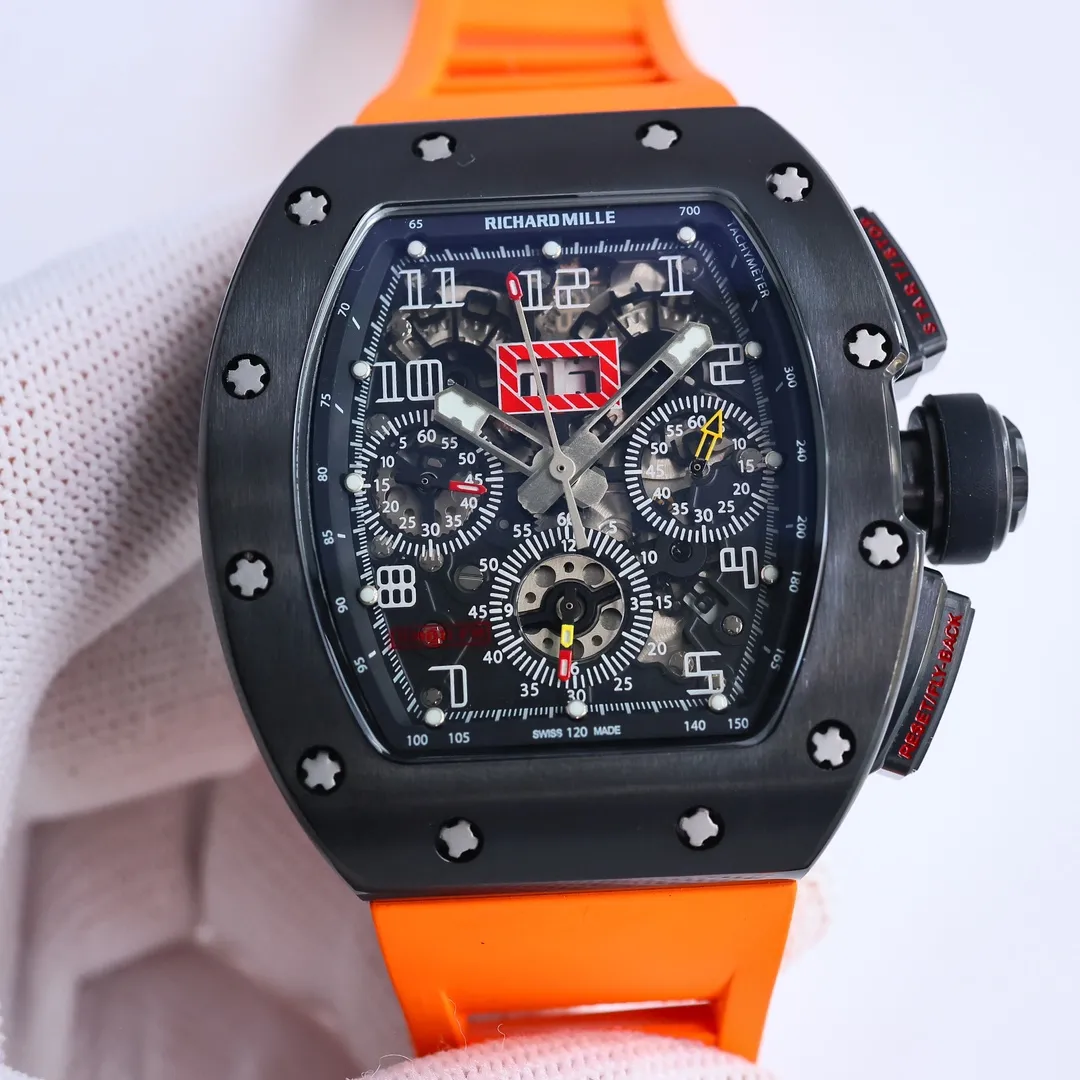 RM Factory Richard Mille RM011-FM Black Orange Super Clone Luxury Watch Practical 7407