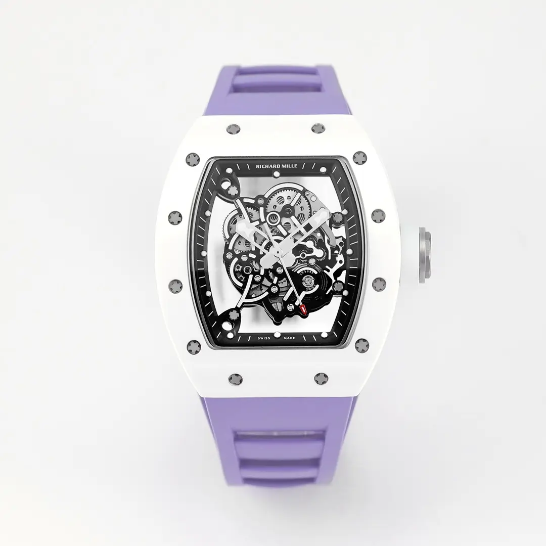 Affordable RM Factory Richard Mille White Ceramic Purple Strap – Super Clone Watch Replica 7371