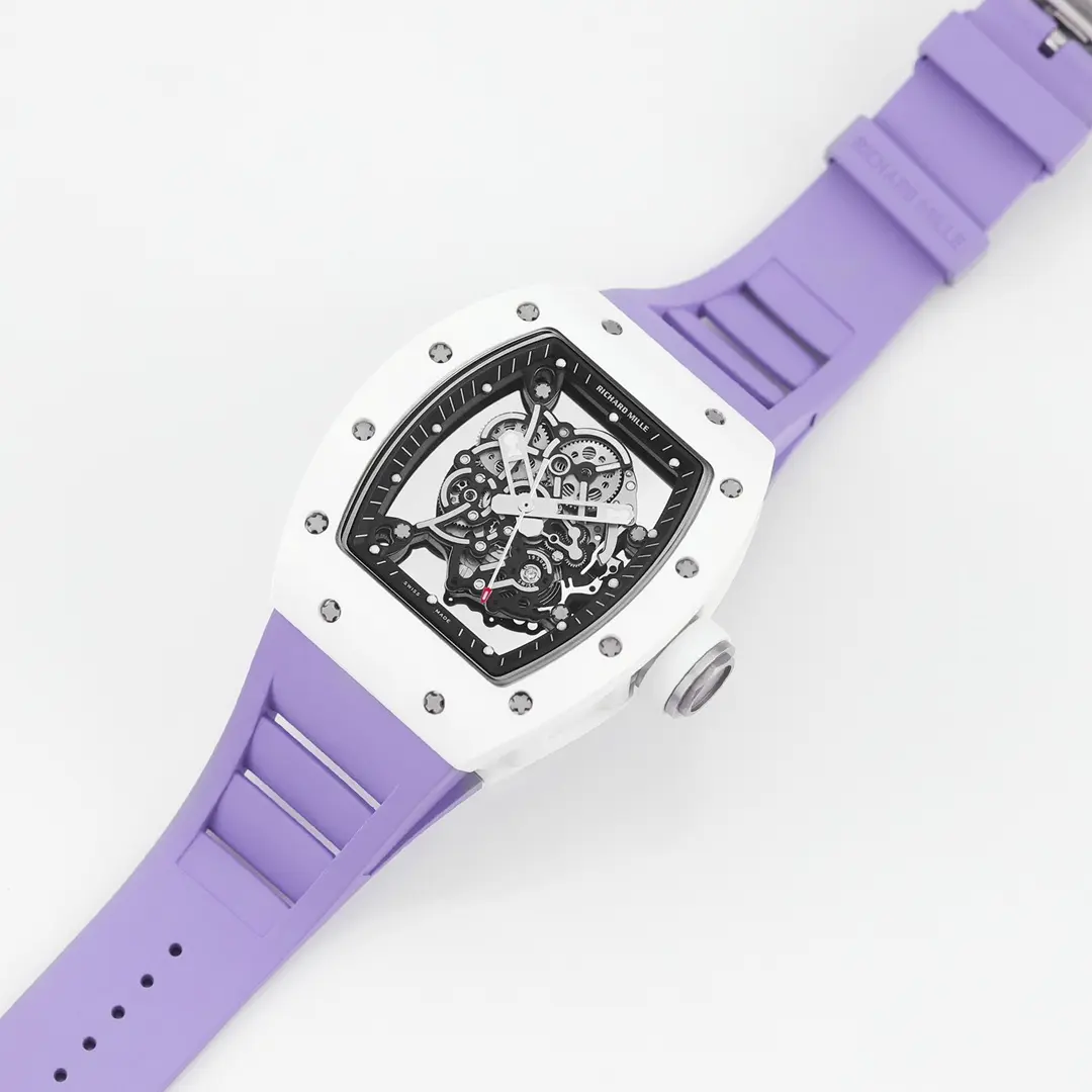 Affordable RM Factory Richard Mille White Ceramic Purple Strap – Super Clone Watch Replica 7371