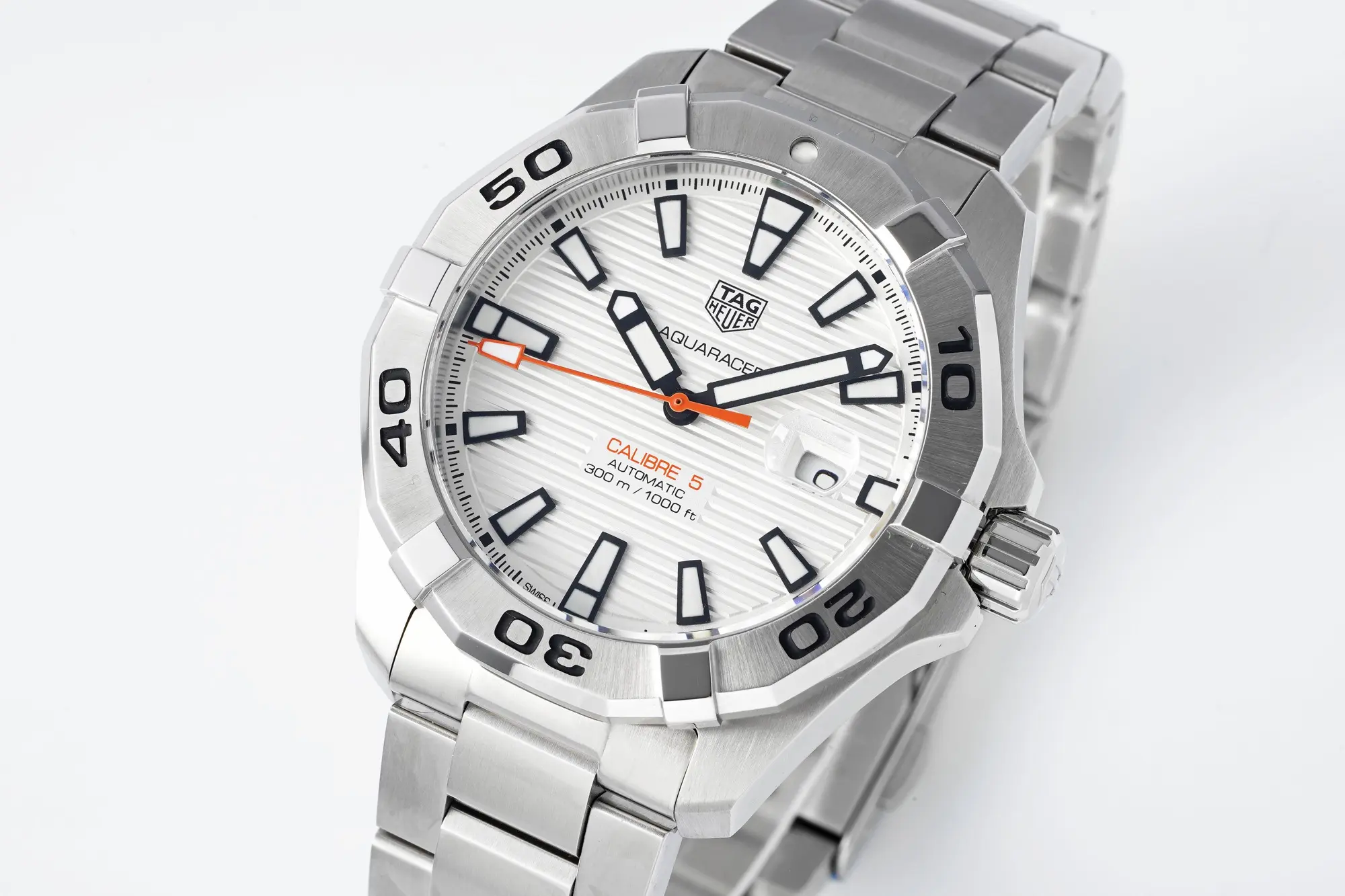 XF Factory TAG Heuer Super Aquaracer Series Replica Watch – Silver Stainless Steel, White Dial, Formal  Super Clone Style WeatherProof 4083