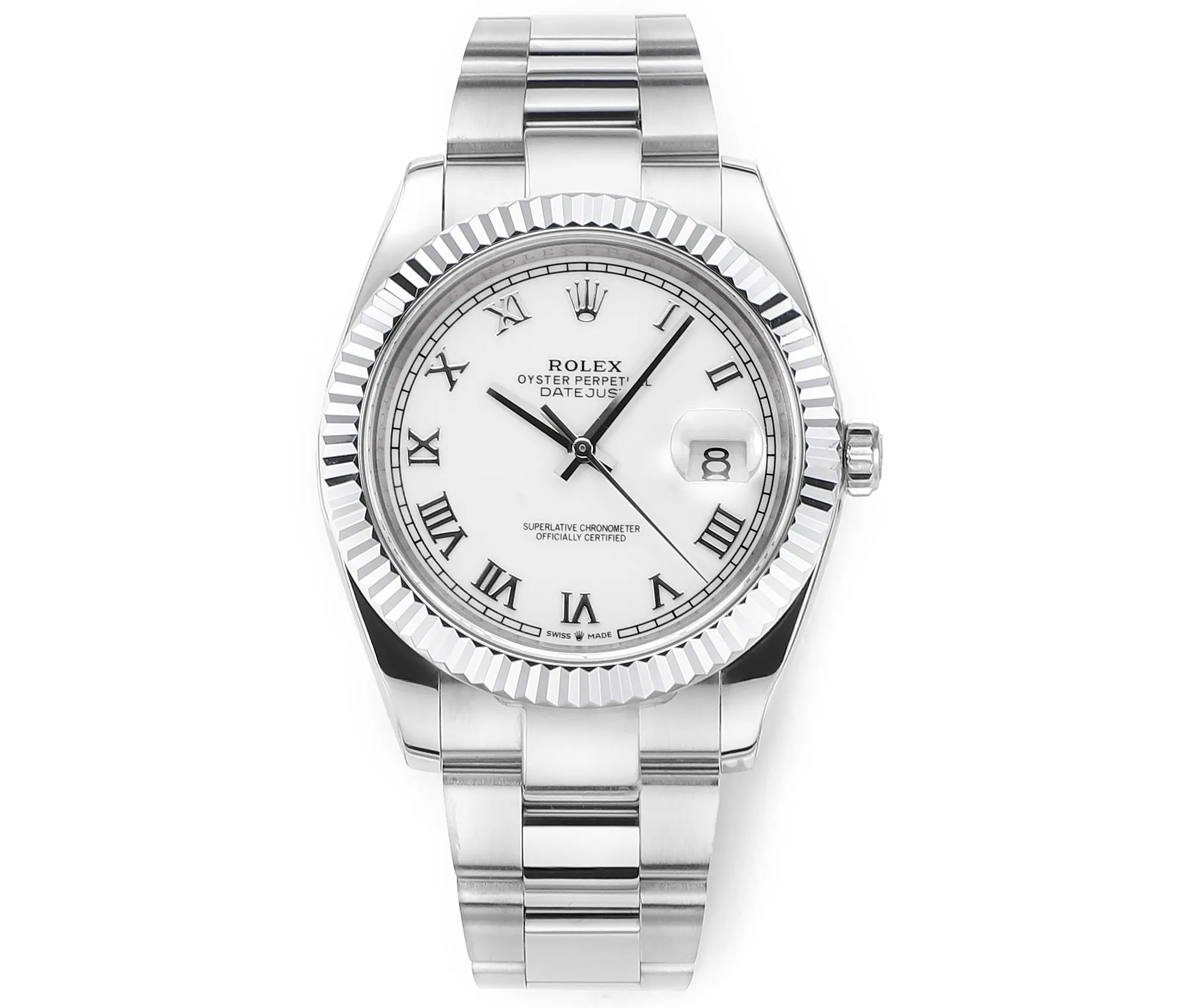 ZeroBulk AR Factory Rolex Datejust 41 White Roman Dial Fluted Bezel Oystersteel Automatic Men’s Watch 222
