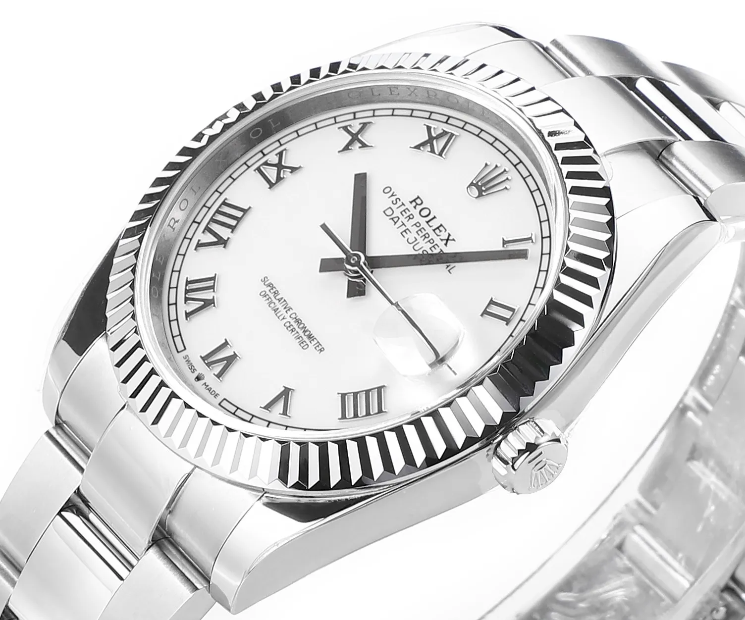GoAnywhere AR Factory Rolex Datejust 41 White Roman Dial Fluted Bezel Oystersteel Automatic Men’s Watch 4946