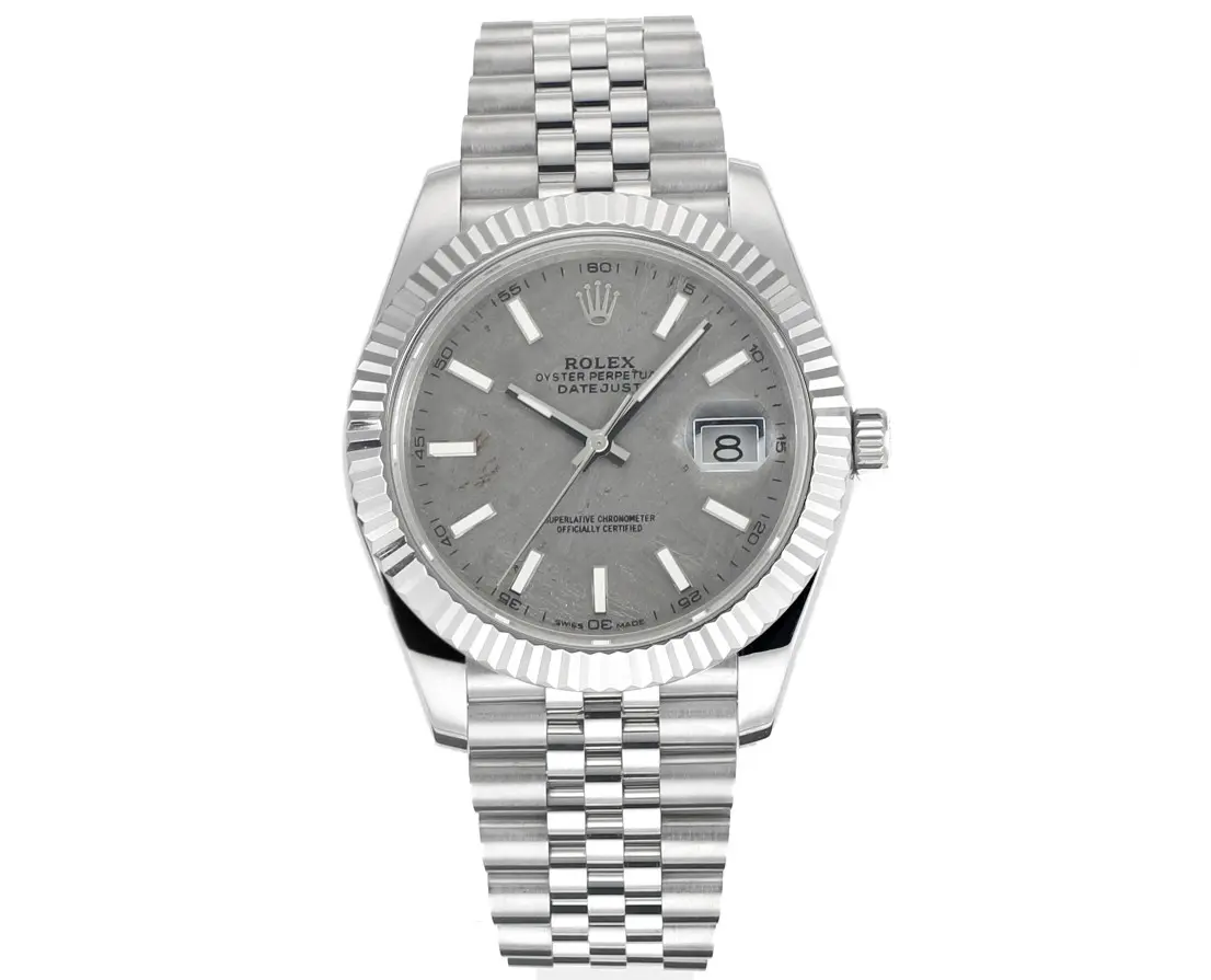 TopPick Rolex Datejust 41mm Meteorite Dial Stainless Steel Watch – Silver Edition 150
