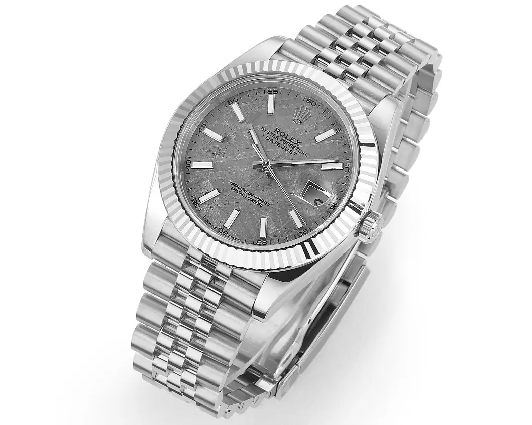 TopPick Rolex Datejust 41mm Meteorite Dial Stainless Steel Watch – Silver Edition 150