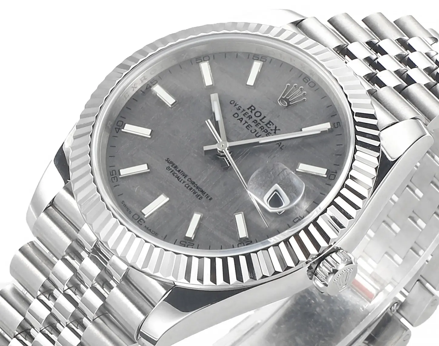 TopPick Rolex Datejust 41mm Meteorite Dial Stainless Steel Watch – Silver Edition 150