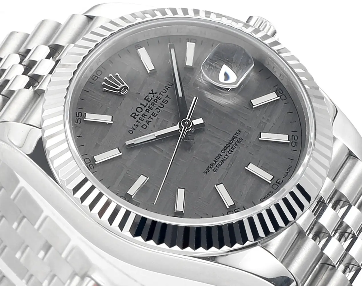 TopPick Rolex Datejust 41mm Meteorite Dial Stainless Steel Watch – Silver Edition 150