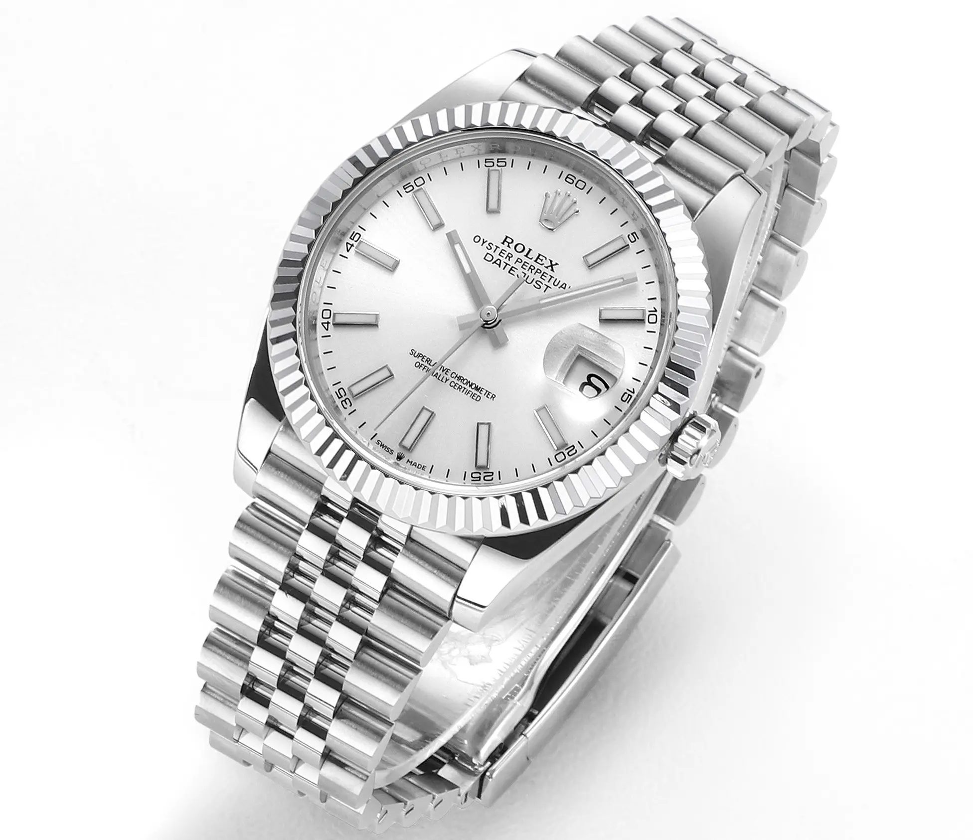 Cozy Rolex Datejust 41mm Silver Fluted Bezel Stainless Steel VSF Super Clone Watch 110