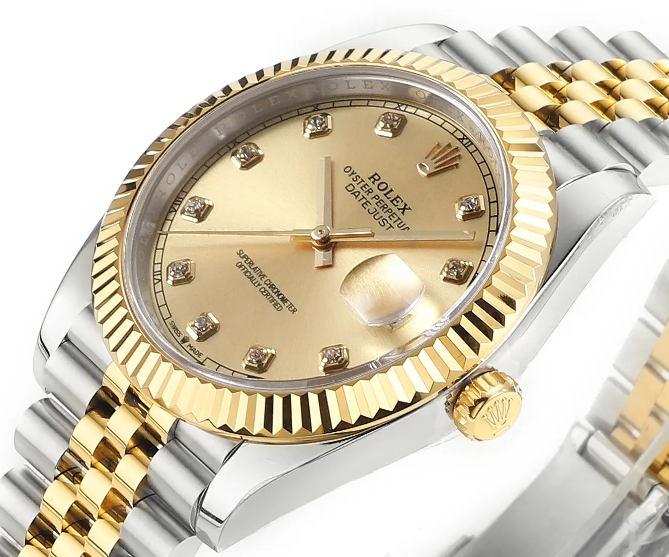 Cozy Rolex Datejust 41mm Two-Tone Gold & Steel Watch with Diamond Bezel – Super Clone 128