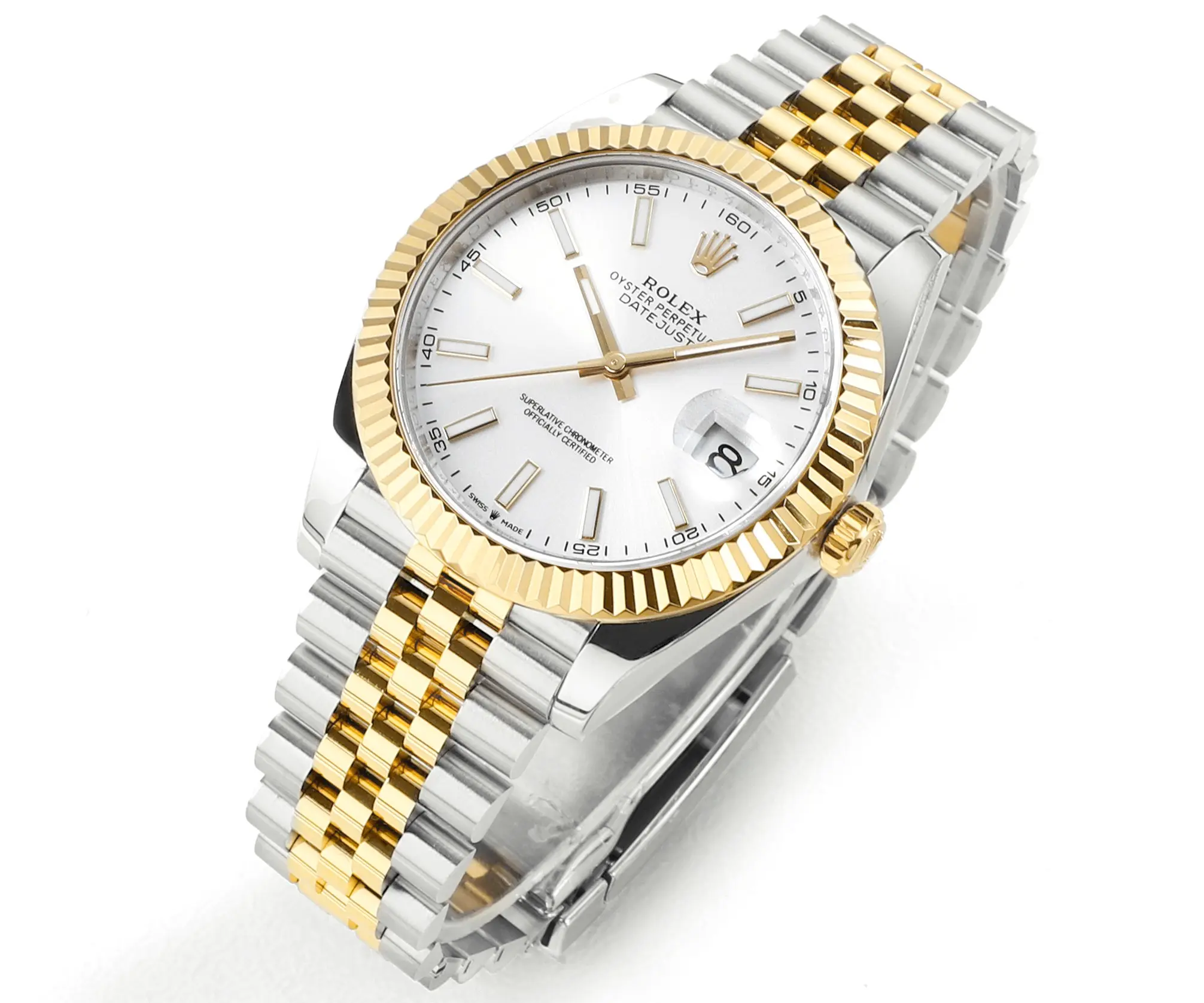 ZeroBulk Rolex Datejust 41mm Two-Tone White Dial Fluted Bezel 136