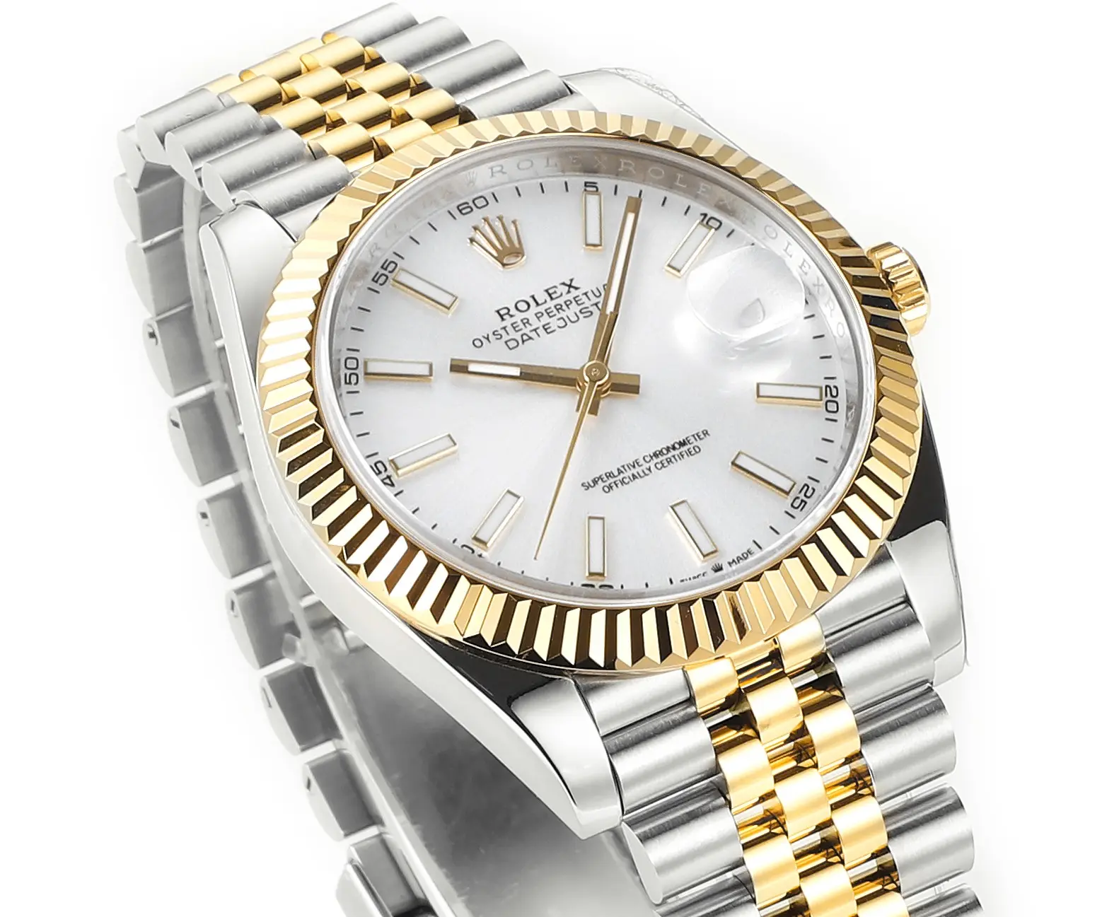 ZeroBulk Rolex Datejust 41mm Two-Tone White Dial Fluted Bezel 136