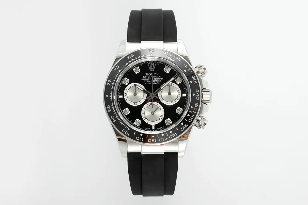 MultiPurpose Rolex Daytona – Black Dial, Stainless Steel Case, Rubber Strap Watches Chronograph 9