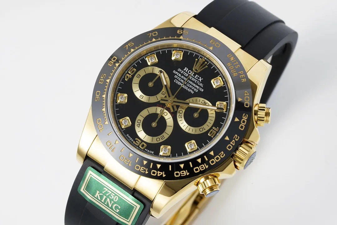 Rolex Daytona – Gold & Black Rubber Strap,  Watches Replica Attractive 105