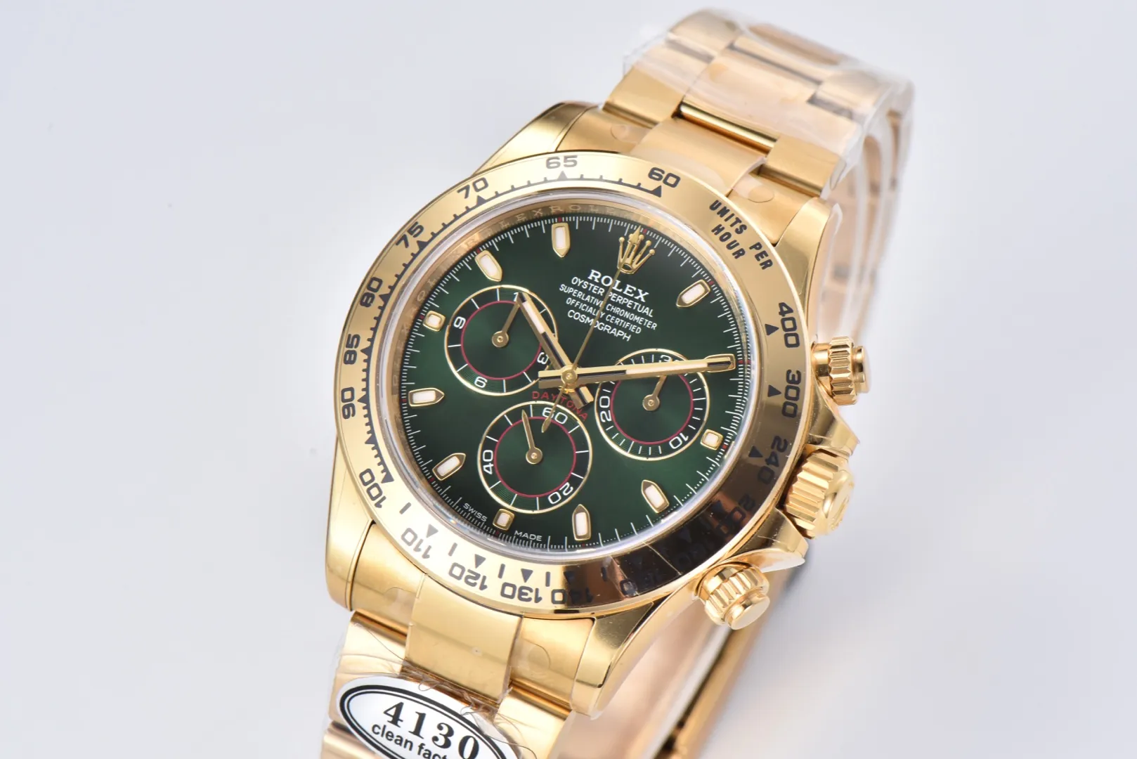 OdorResistant Rolex Daytona 116508 Green Gold Full Gold VSF Luxury Watch 77