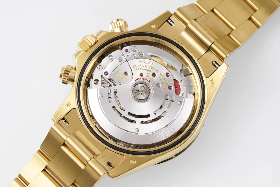 Sophisticated Rolex Daytona 4130 – Gold with Black Dial – Luxury Chronograph Watch Collection 46