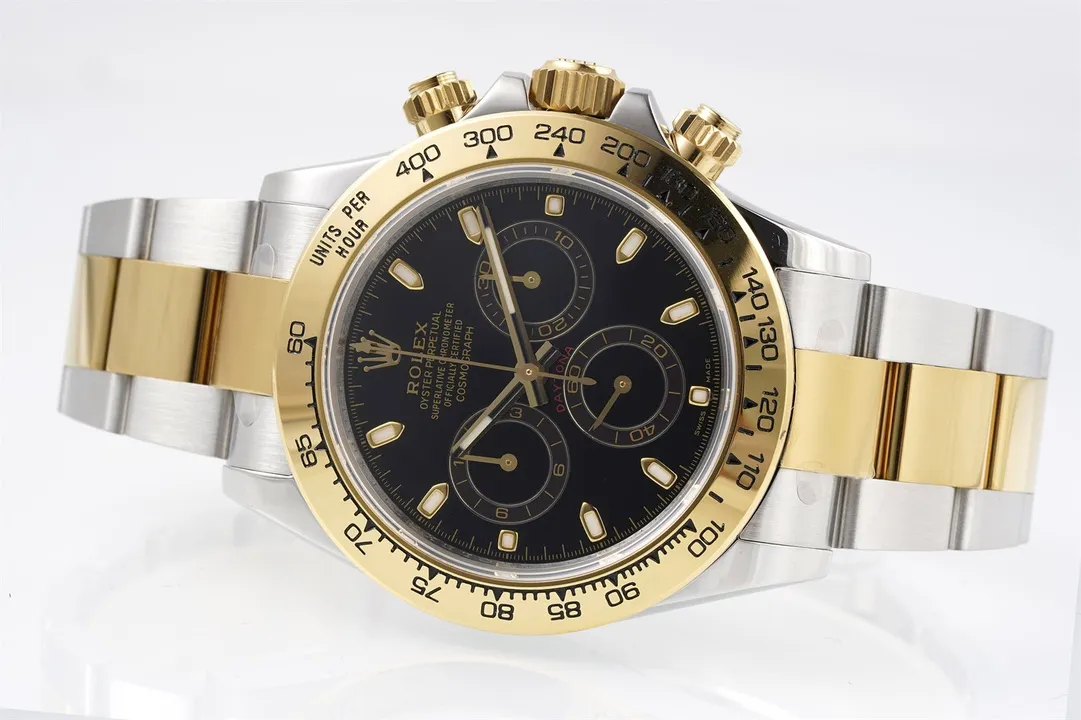 GoAnywhere Rolex Daytona 4130 – Two-Tone Gold Steel, Black Dial, Luxury Chronograph Watch 45