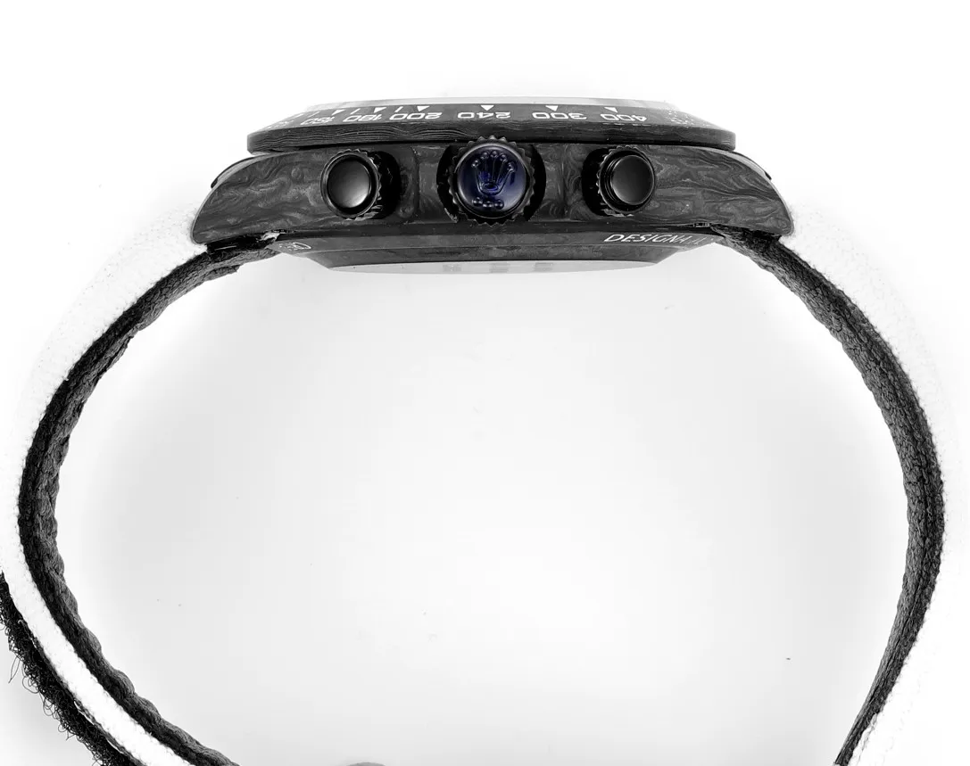 FlexibleFit Rolex Daytona Carbon Fiber Custom Edition – Black with White Strap 51