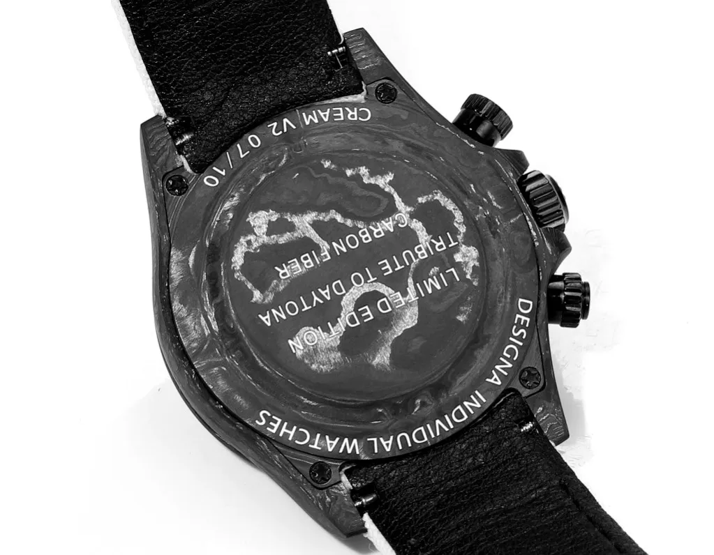 FlexibleFit Rolex Daytona Carbon Fiber Custom Edition – Black with White Strap 51
