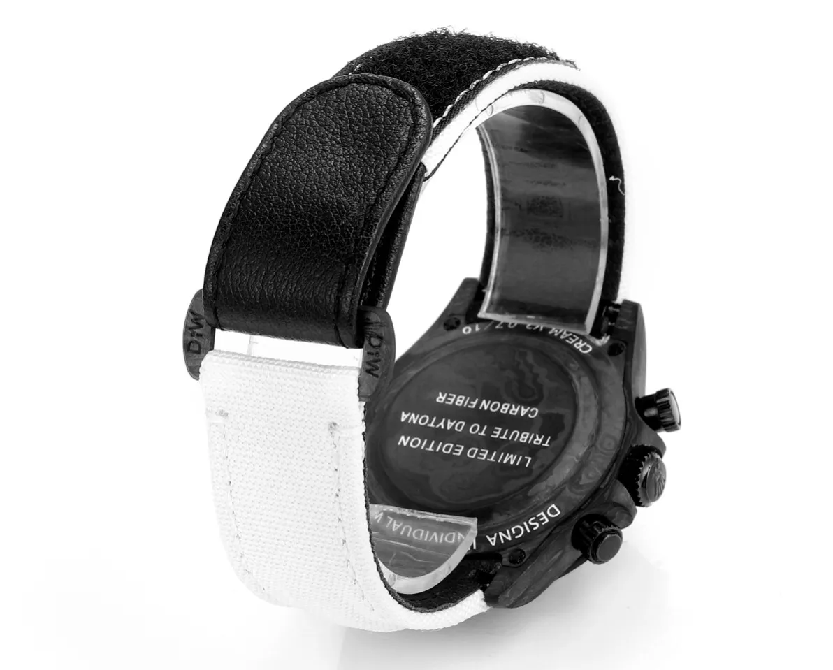FlexibleFit Rolex Daytona Carbon Fiber Custom Edition – Black with White Strap 51