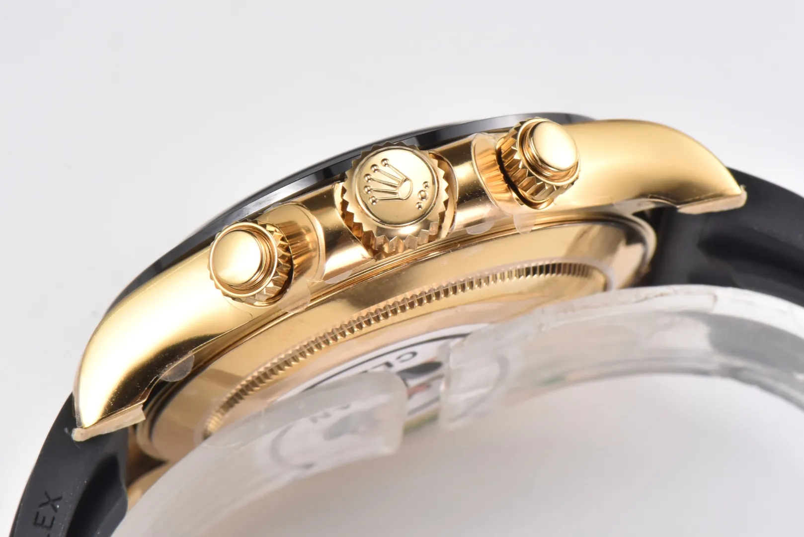 Rolex Daytona Little Devil – Black Dial, Gold Case, Rubber Strap WeatherProof 101