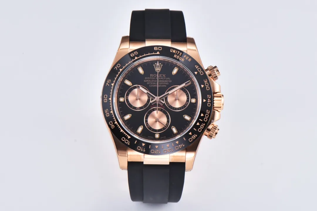 Rolex Daytona Watch – Black Dial with Rubber Strap Breathable 103