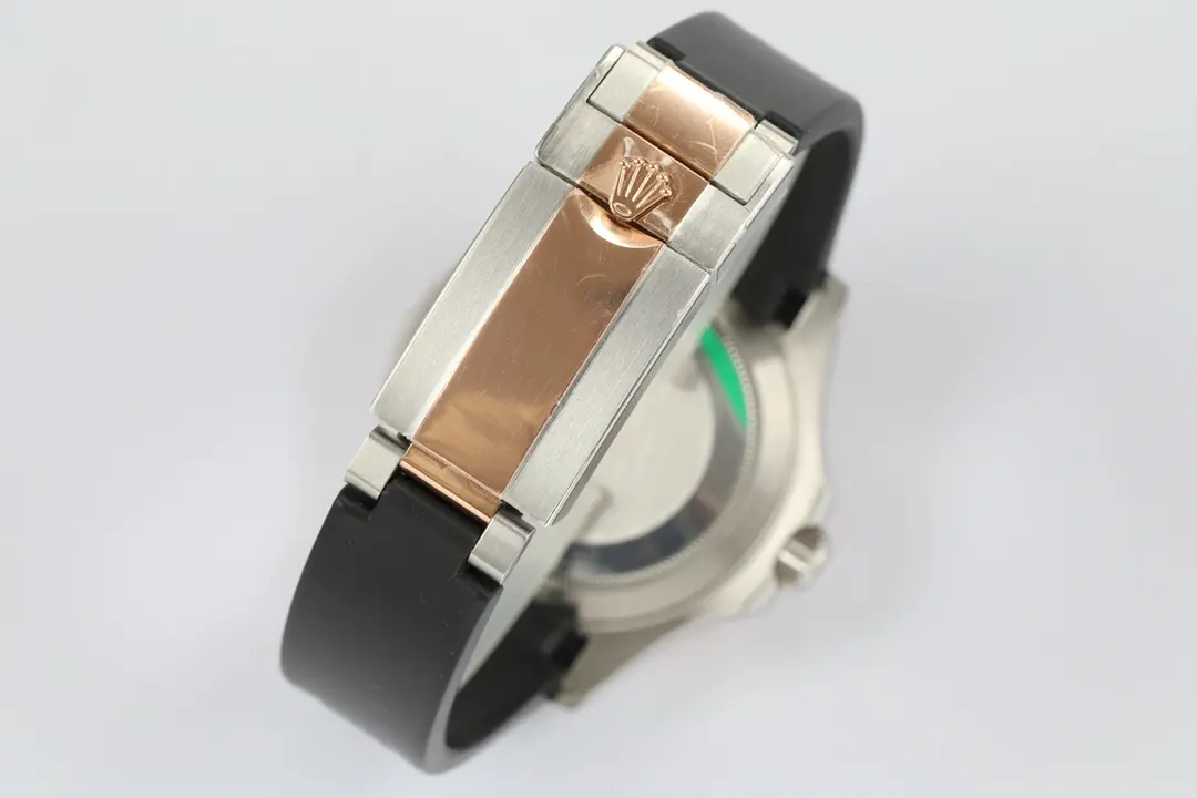 BestValue Rolex Yacht-Master 42 – Black Dial, Rose Gold Bezel, Oysterflex Strap 351