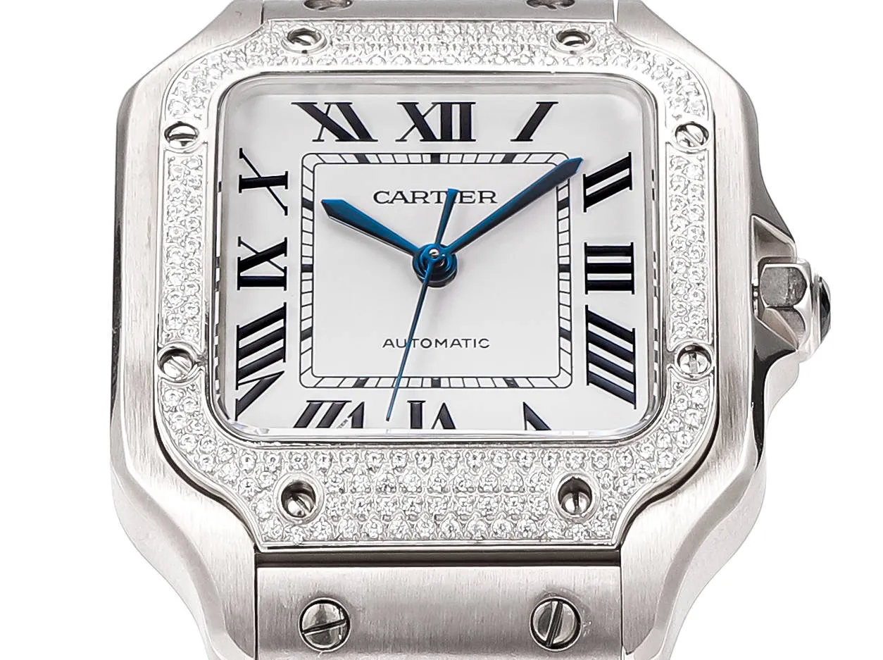 AF Factory Cartier Santos de Cartier Automatic Stainless Steel Watch with White Dial and Blue Hands Fashionable 5362
