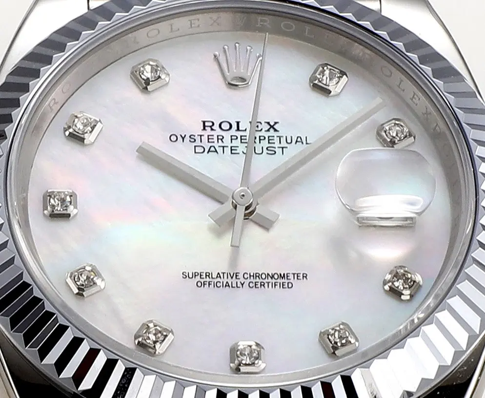 Rolex Datejust 41mm Silver Stainless Steel Watch with Diamond Dial, Fluted Bezel, and VSF Super Clone Quality Functional 120