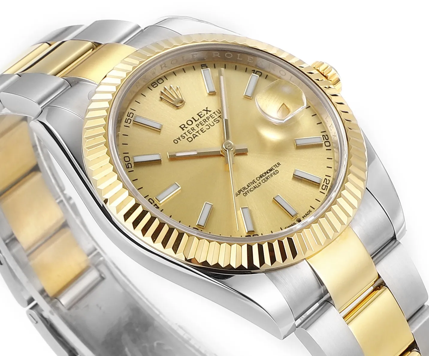 AR Factory Rolex Datejust 41mm Two-Tone Stainless Steel and Yellow Gold Fluted Bezel Champagne Dial Automatic Men’s Watch ZipUp 4895