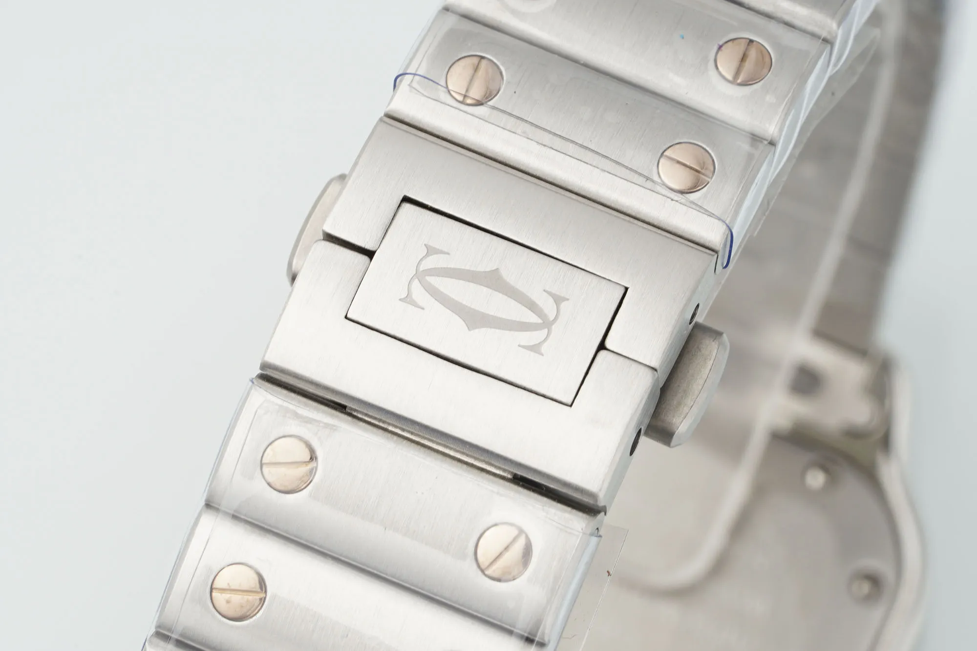 Bold AF Factory Cartier Santos de Cartier Automatic Two-Tone Steel and Yellow Gold Watch with Diamond-Set Bezel, White Dial and Roman Numerals 5421