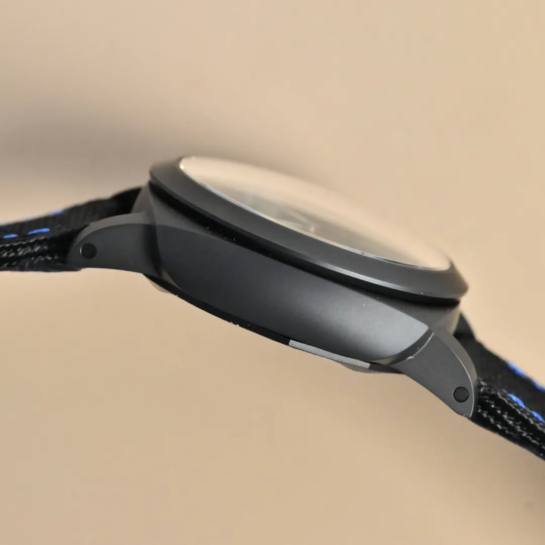 Panerai Luminor GMT Automatic Black Ceramic Dial Blue Accents Black Rubber Strap Men’s Luxury Watch TravelReady 809
