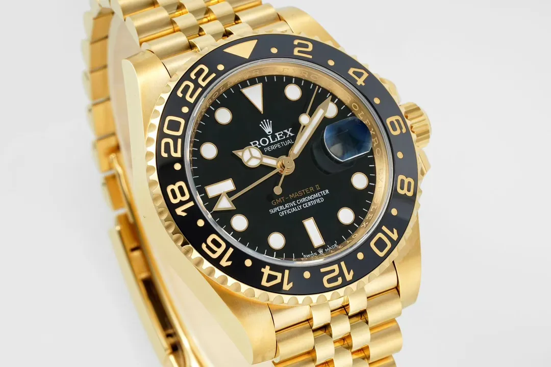 Compact AR Factory Rolex GMT-Master II 40mm 18K Yellow Gold Black Dial with Black Gold Ceramic Bezel Jubilee 366