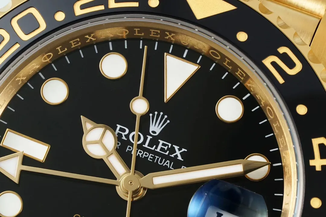 Compact AR Factory Rolex GMT-Master II 40mm 18K Yellow Gold Black Dial with Black Gold Ceramic Bezel Jubilee 366