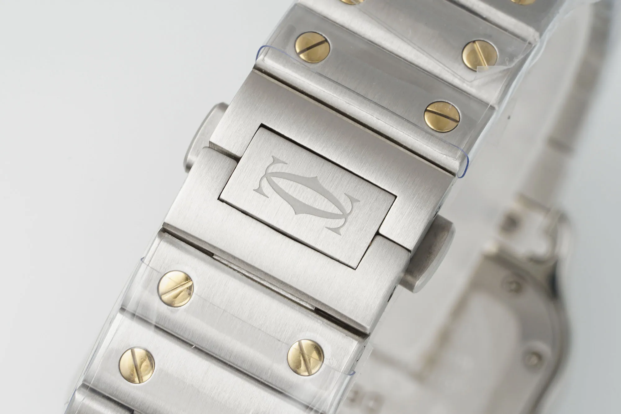 AF Factory Cartier Santos de Cartier Two-Tone Yellow Gold and Stainless Steel Diamond-Set Automatic Watch with White Dial Attractive 2772