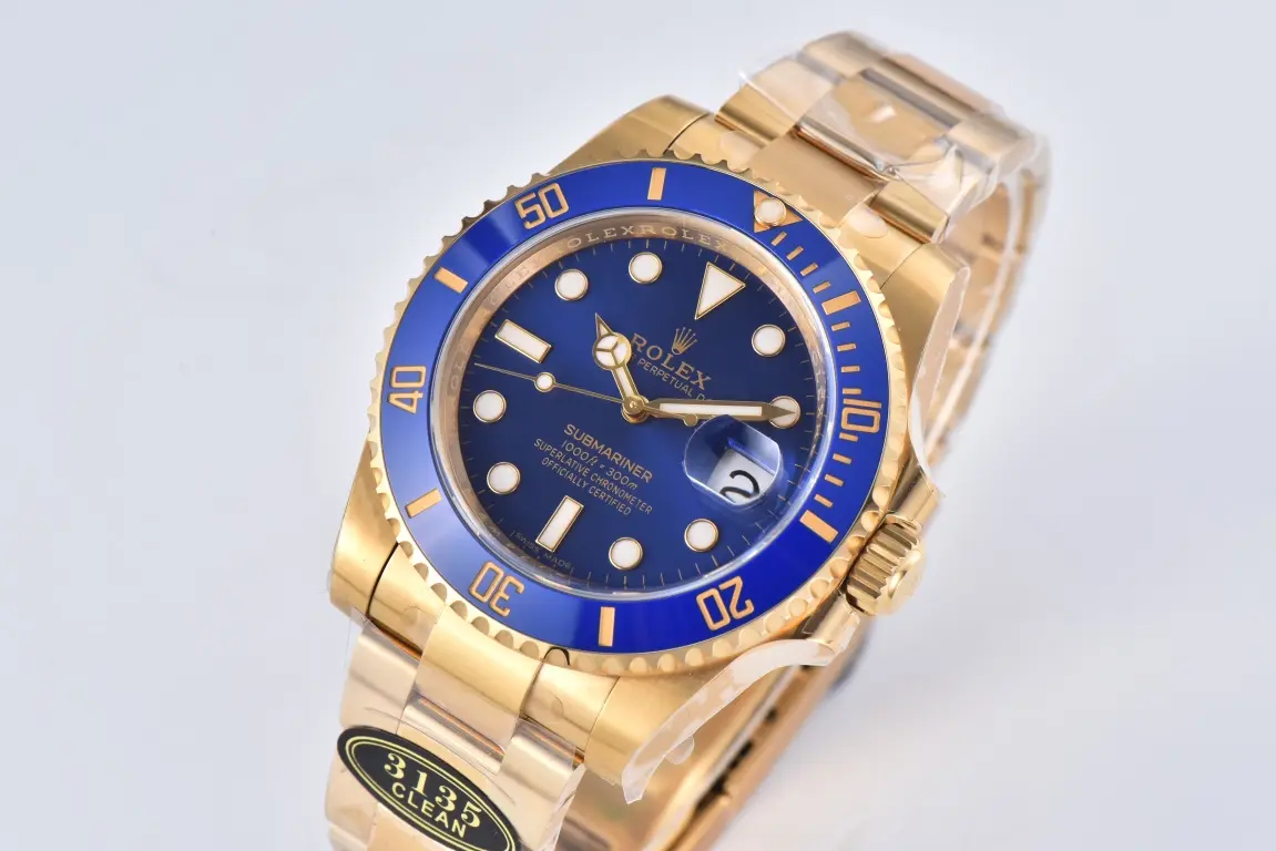 OnTrend VS Factory Rolex Submariner 40mm Blue Dial Gold Tone Watch – 116618 Series 329