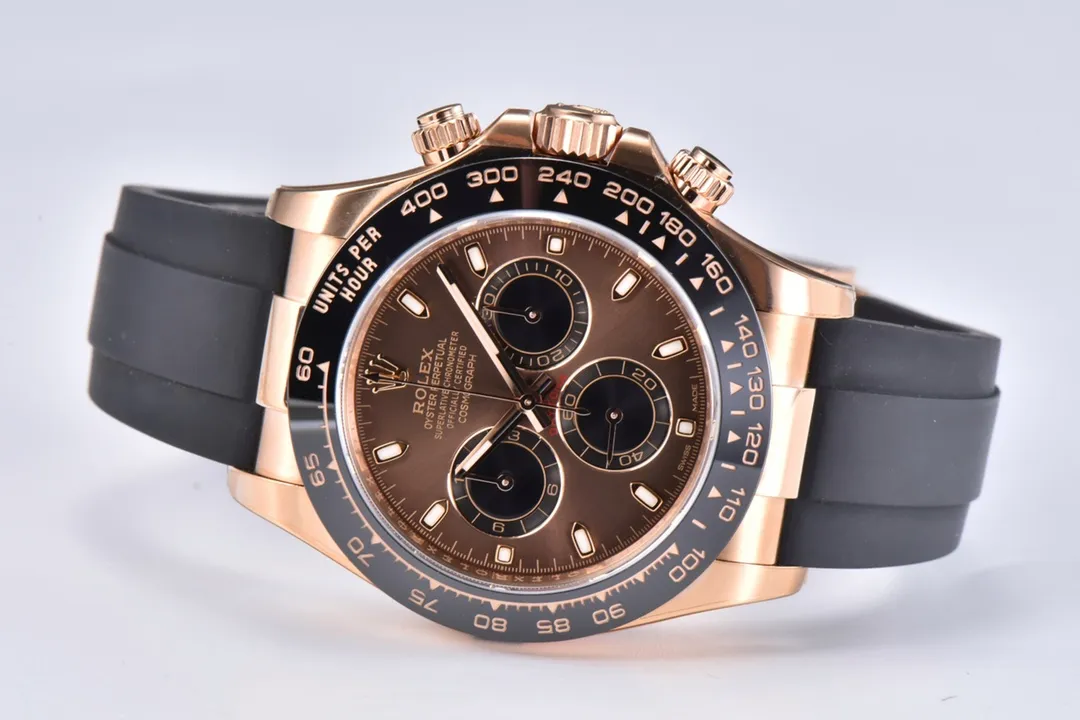 VS Factory Weighted Rolex Daytona Watch with Black Rubber Strap, Brown Dial, and Exquisite VSF Watches Craftsmanship Reliable 12