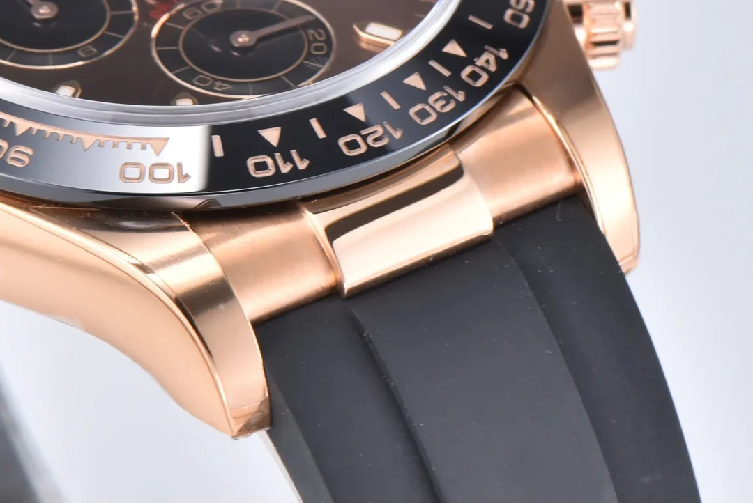 VS Factory Weighted Rolex Daytona Watch with Black Rubber Strap, Brown Dial, and Exquisite VSF Watches Craftsmanship Reliable 12