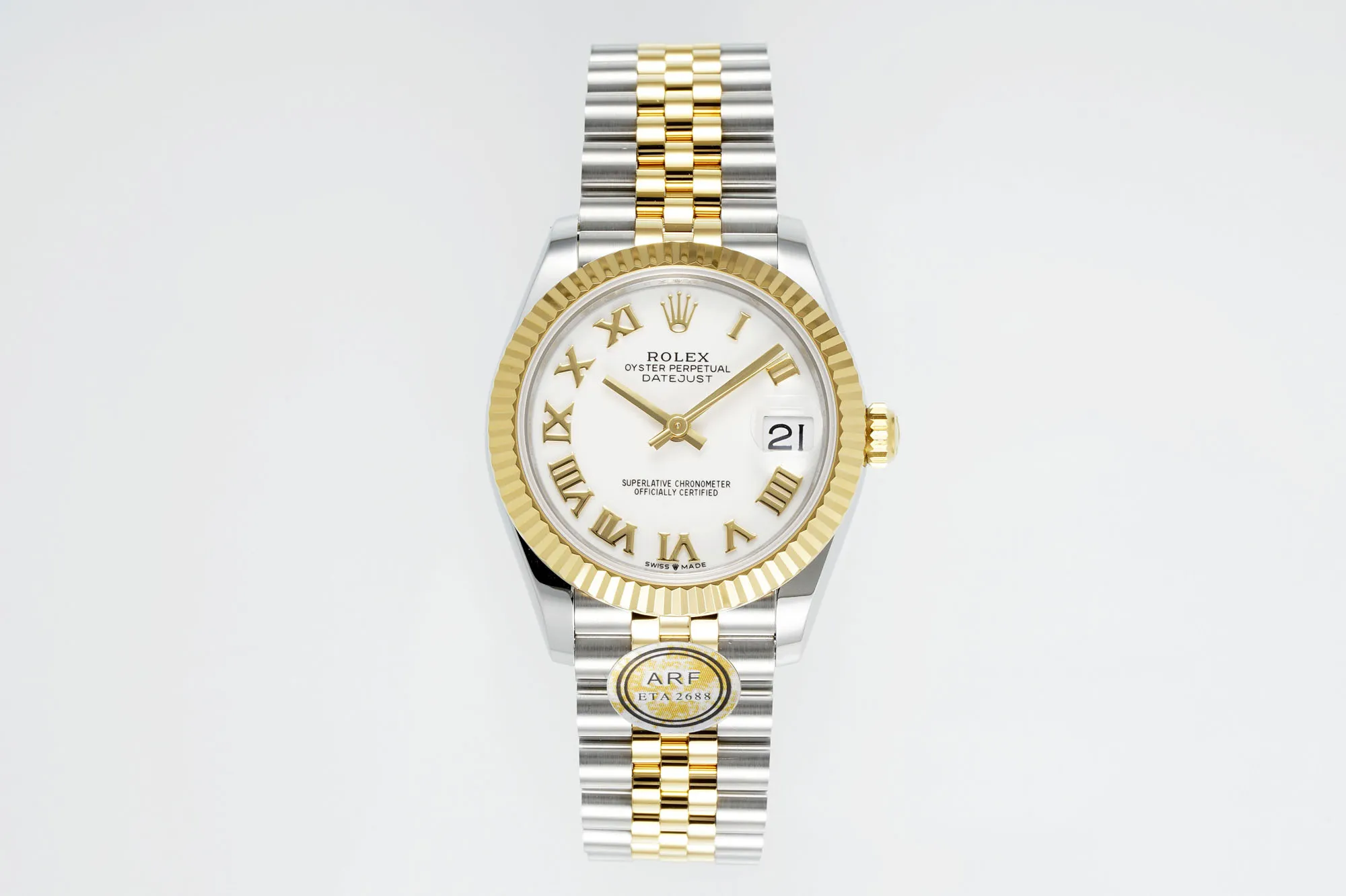 AR Factory Rolex Datejust 36mm Two-Tone Stainless Steel and Yellow Gold White Dial Roman Numerals Fluted Bezel Jubilee Bracelet Luxury Watch Comfortable 143