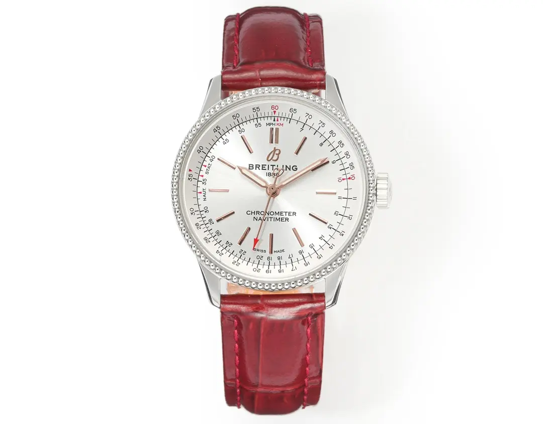 ZF Factory Breitling Navitimer Automatic Silver Red Leather – Super Clone Watch MoistureWicking 2502
