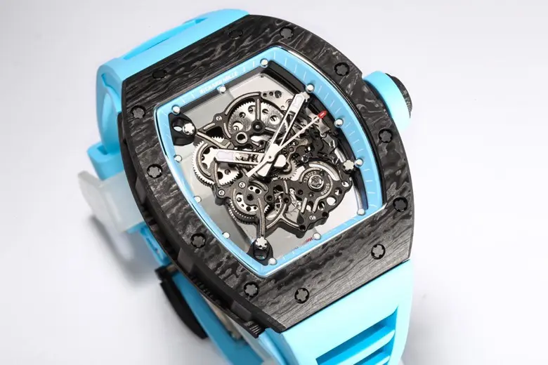 SmoothTexture ZF Factory Richard Mille RM055 NTPT Blue Rubber Strap –  Super Clone Watch 3886