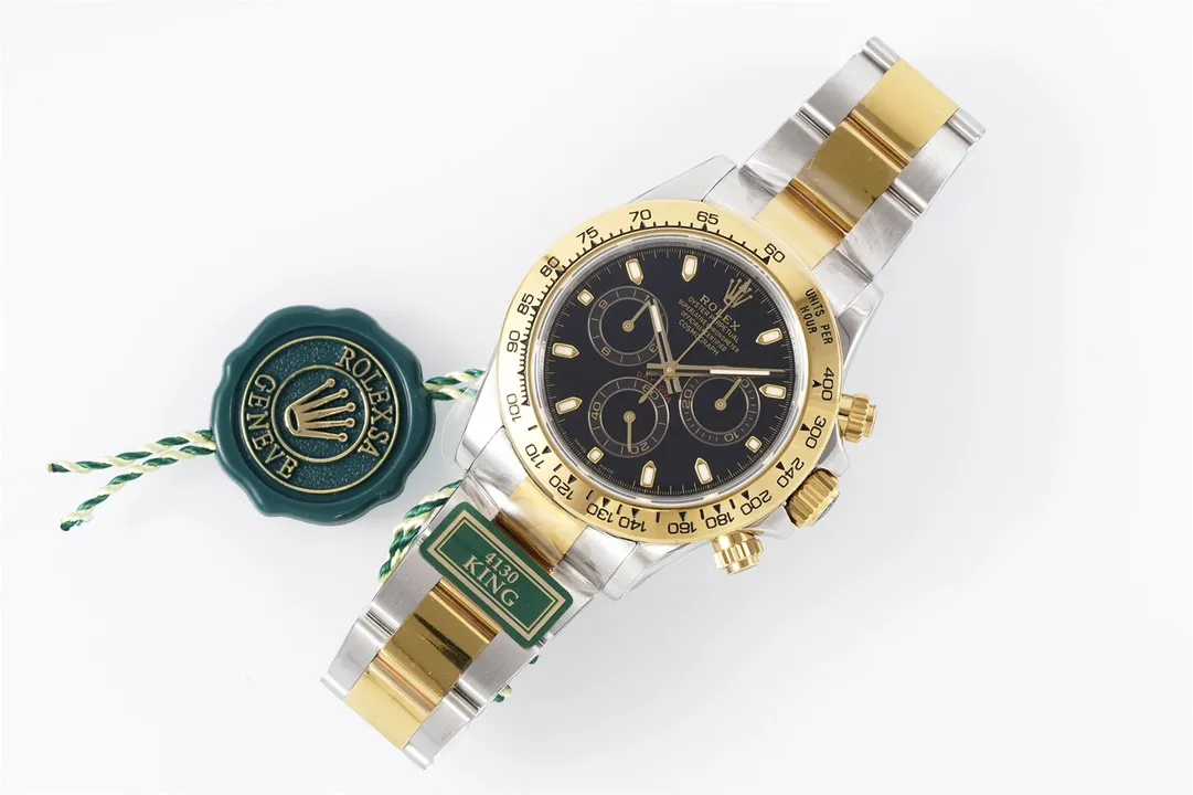 BT Factory Rolex Daytona 4130 – Two-Tone Gold Steel, Black Dial, BT Luxury Chronograph Watch by VSF Watches Fashionable 4825