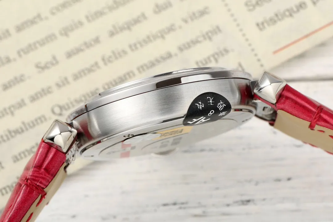 AF Factory Cartier Pasha de Cartier 35mm Women’s Watch with Silver Case, White Dial, and Red Leather Strap Breathable 2803