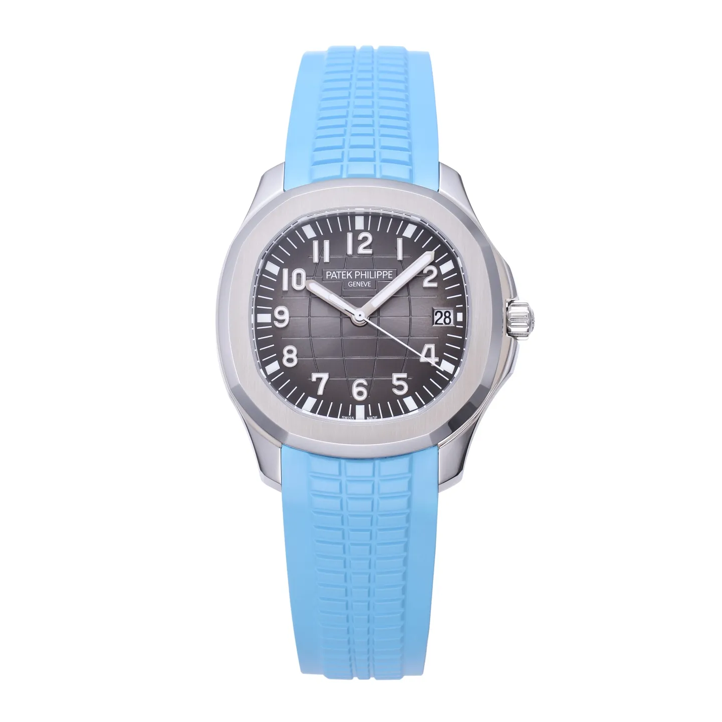 3K Factory Patek Philippe Aquanaut Grey Dial Blue Rubber Strap Stainless Steel Watch Original 5171